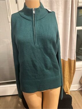 DKNY Teal Half-Zip Sweater Pullover - Women's